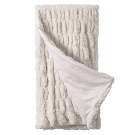 Deerlux Decorative 50 in. x 60 in. Comfortable Ruched Faux Fur Cozy Throw Blanket for Sofa and Bed, White QI004049.WT